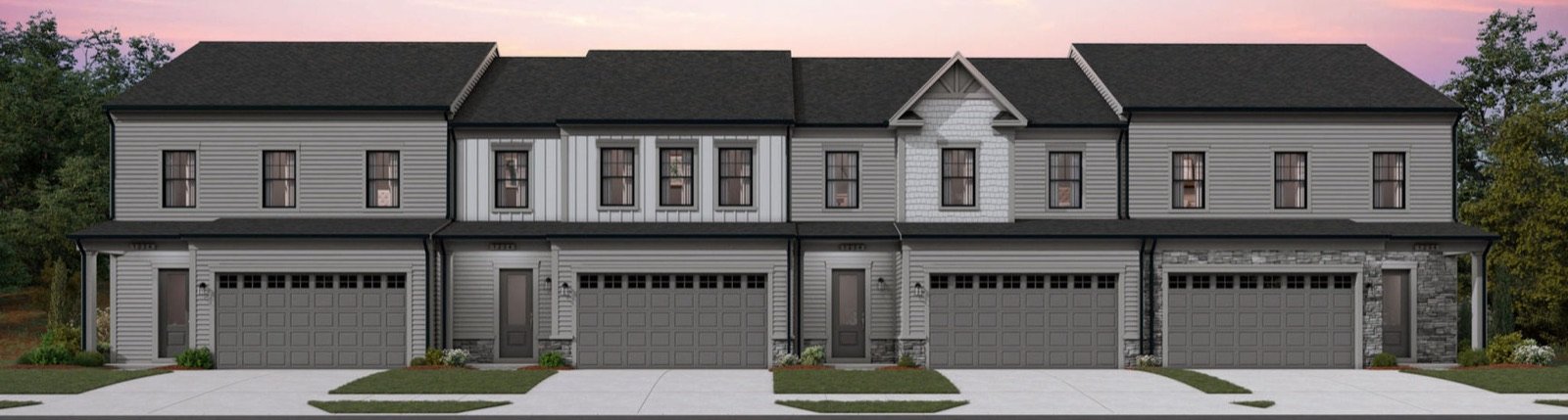 New townhomes in the Brookside active-adult community in Apex