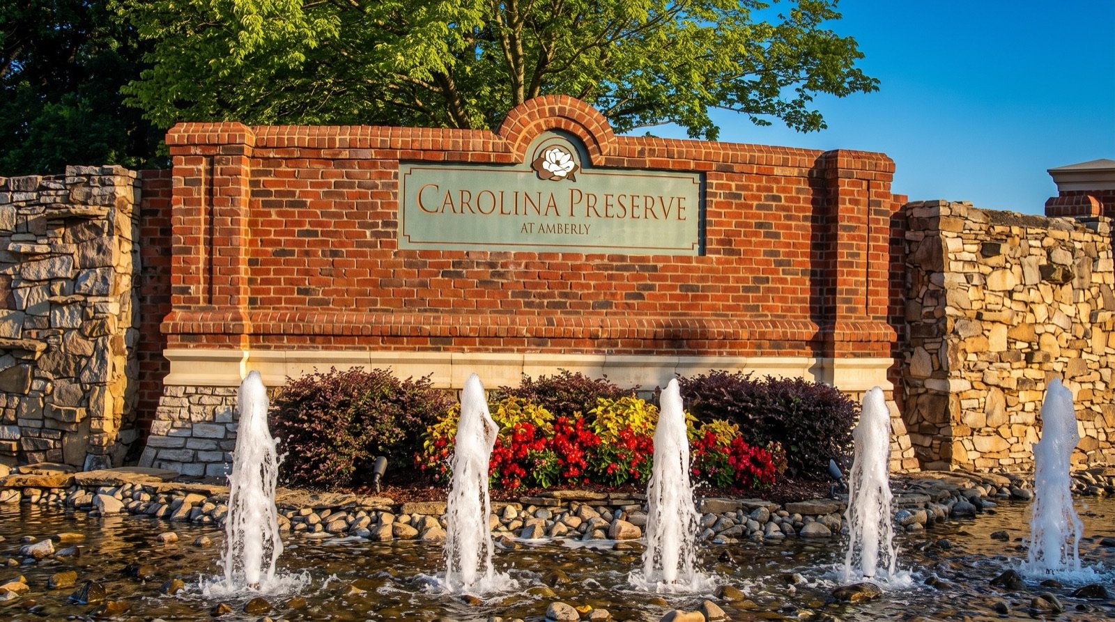 Community setting at Carolina Preserve at Amberly in Cary