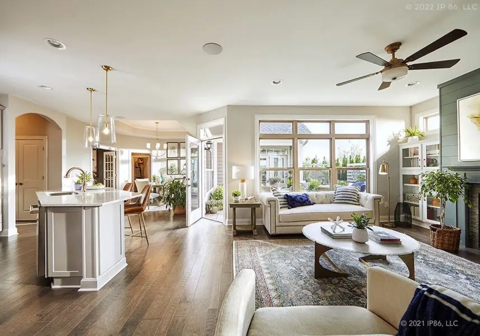 Open living space in a Courtyards at West Cary home