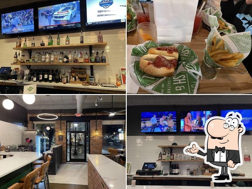 Food, bar, and dining-room views from Ash and Dill Gastropub