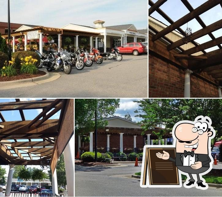 Food, patio, and dining-room views from Aversboro Restaurant