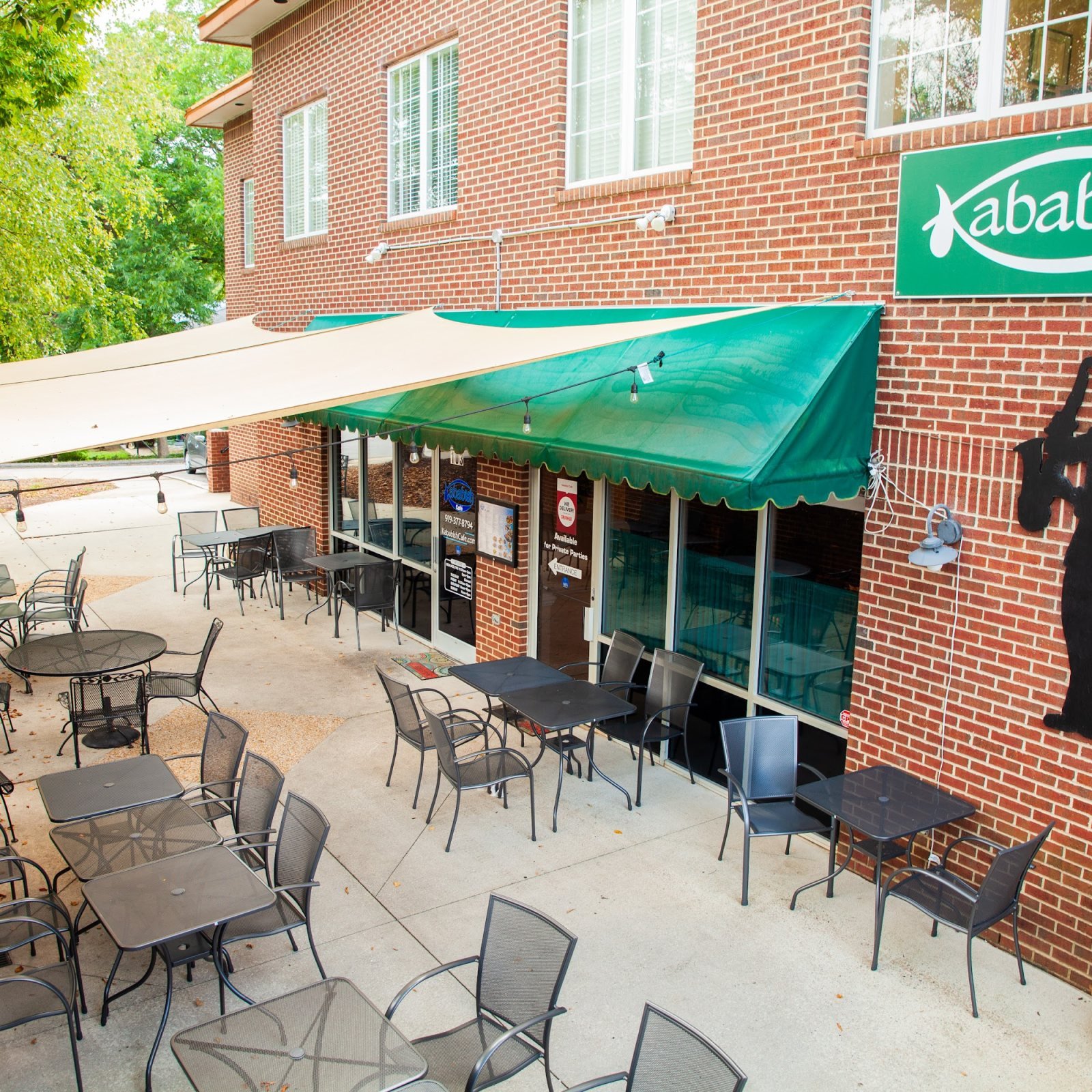 The storefront and patio at Bosphorus Restaurant in Cary