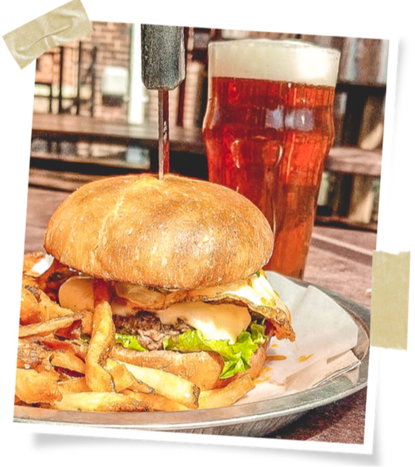 A burger and drink at Bull City Burger and Brewery