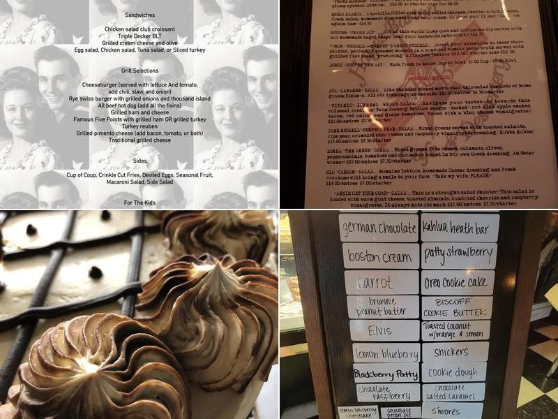 Historic photographs, menus, and desserts from Hayes Barton Café and Dessertery