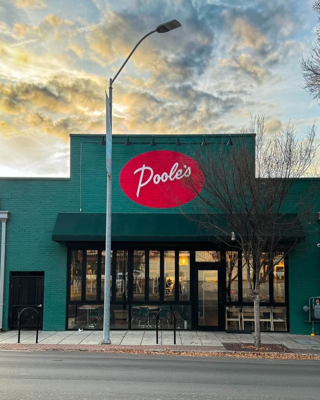 The green exterior of Poole’s Diner in Raleigh