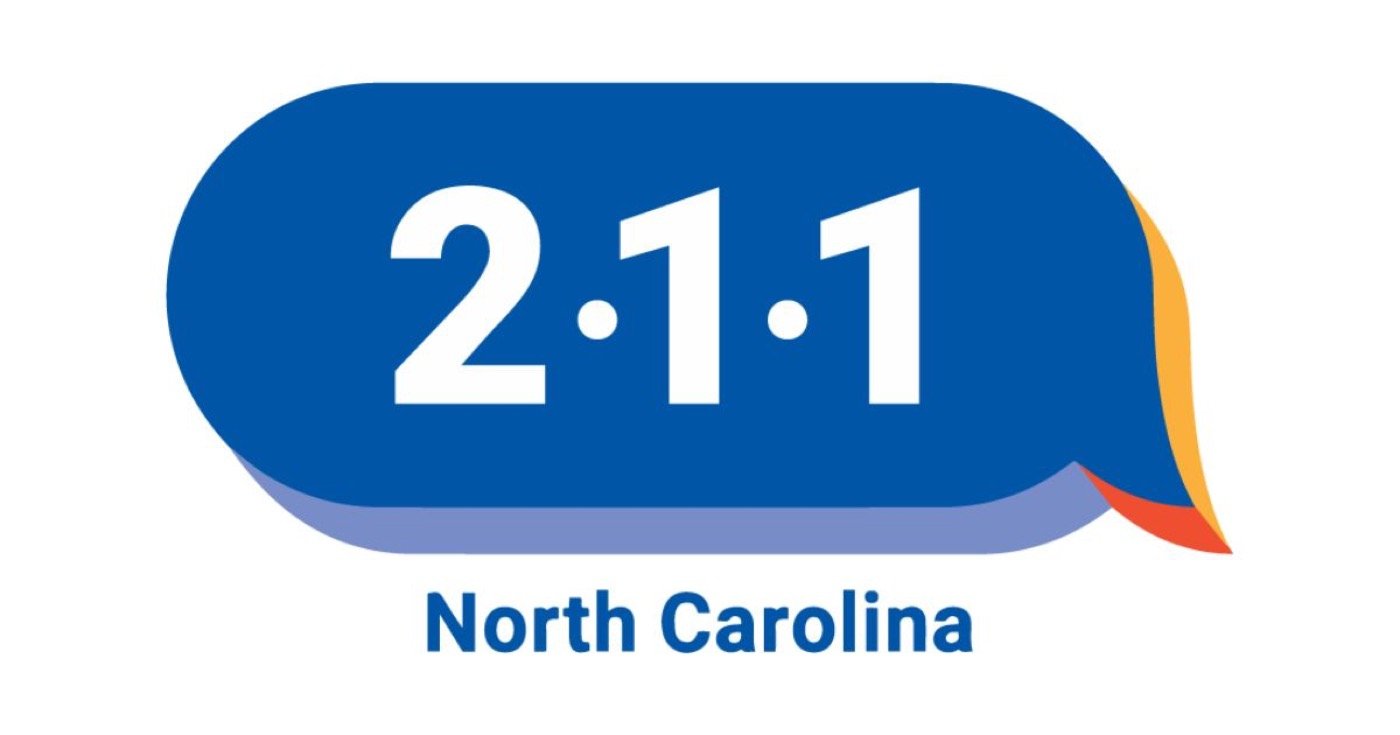 Blue, orange, and red NC 211 information service logo