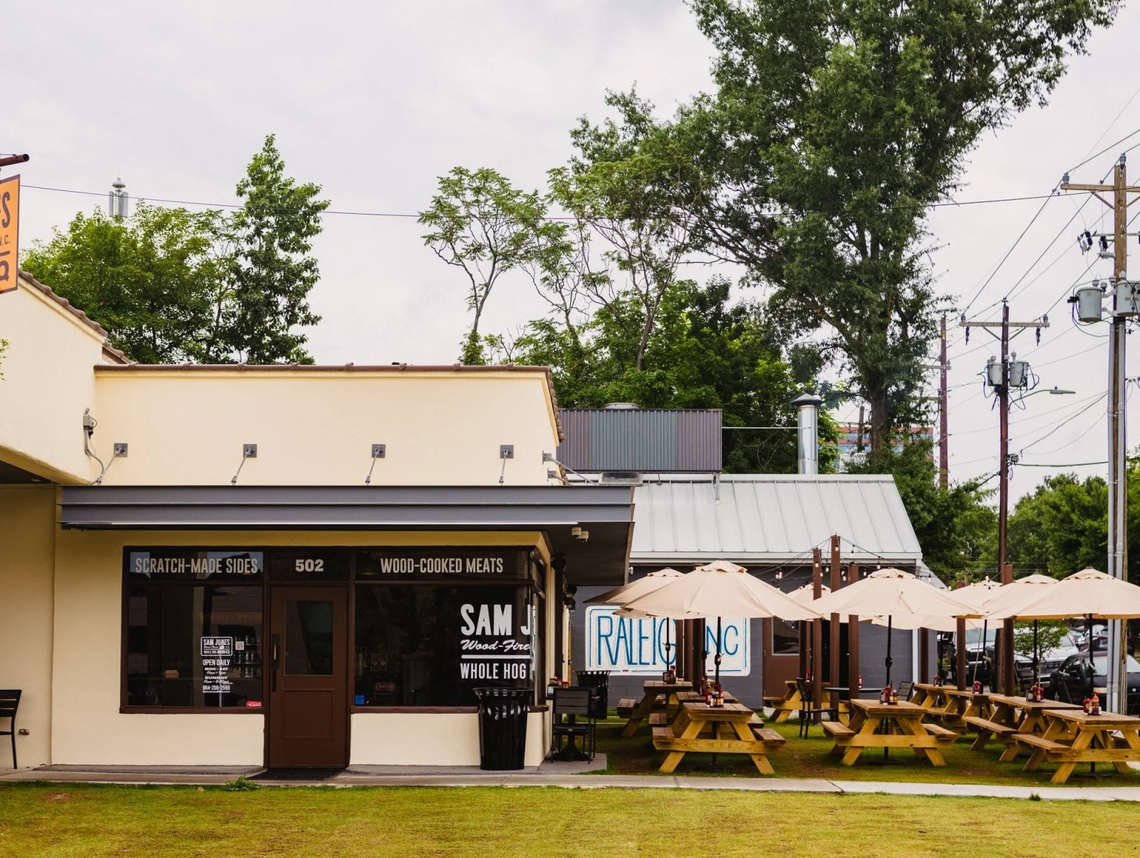 The exterior of Sam Jones BBQ in downtown Raleigh