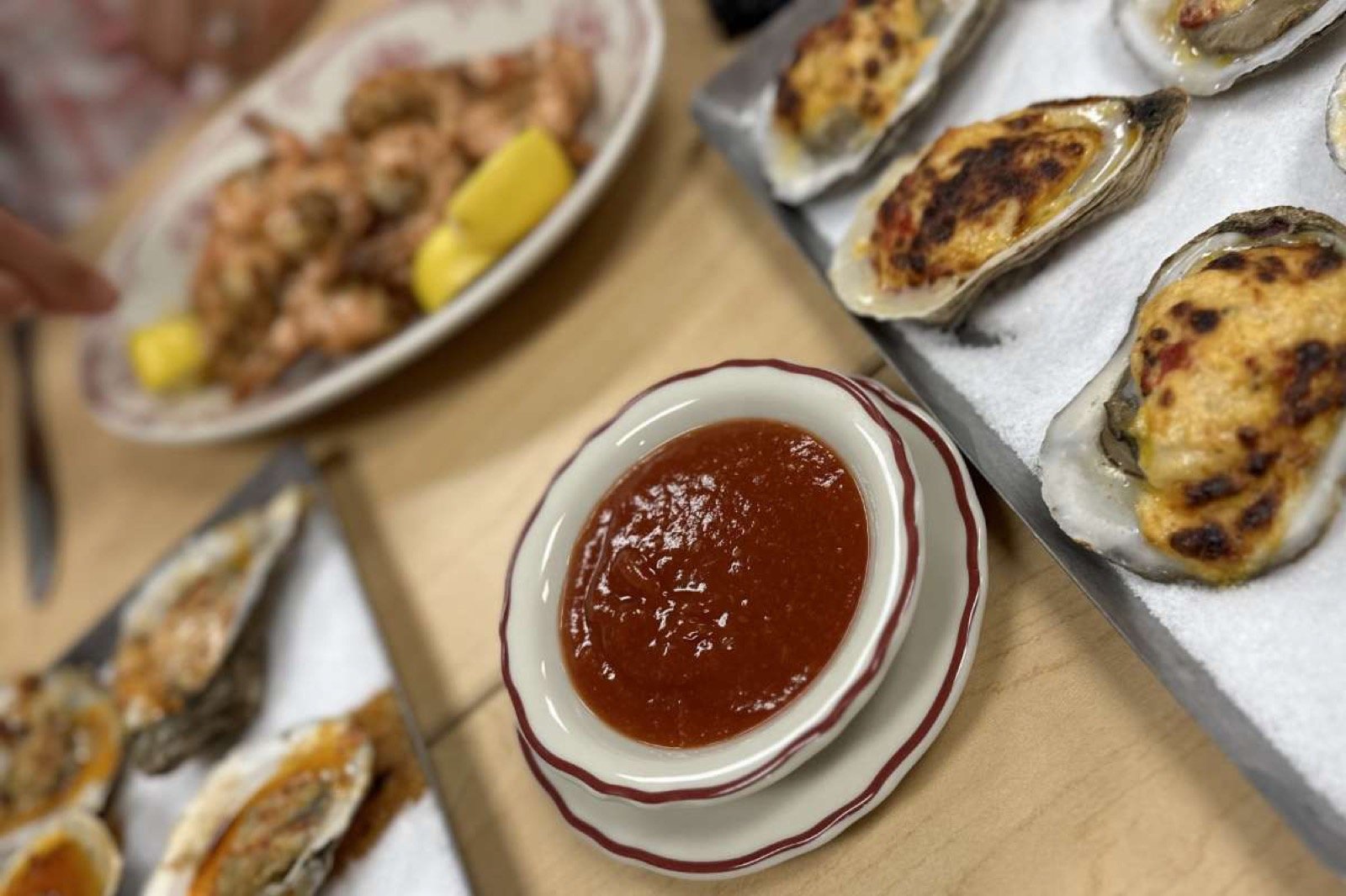 Roasted oysters and dipping sauce at Seraphine in Durham