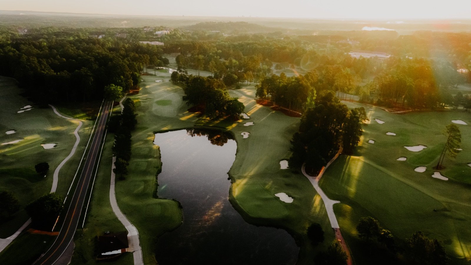 Aerial view of the redesigned UNC Finley Golf Club in Chapel Hill
