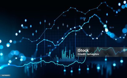 Blue financial chart illustrating housing market trends