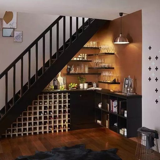 Home bar and wine storage fitted beneath a staircase